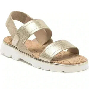 Donald Pliner Hollie Sandals Pebbled Metallic Leather Platino 10 M NEW 1818